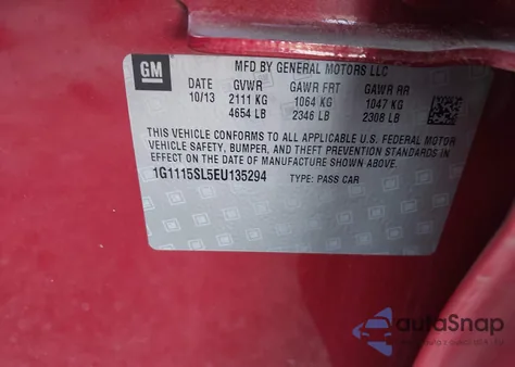 2014 Chevrolet Impala 1Lt from USA, damaged, VIN 1G1115SL5EU135294